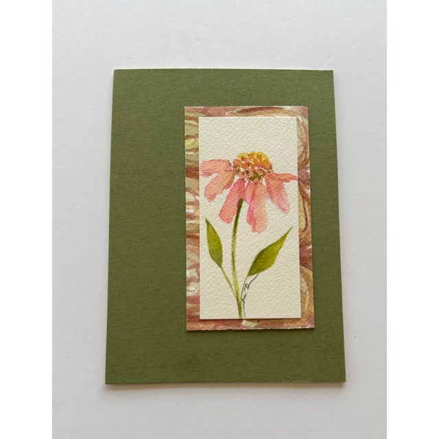 Mounted watercolor of a single cone flower. Ready to frame.