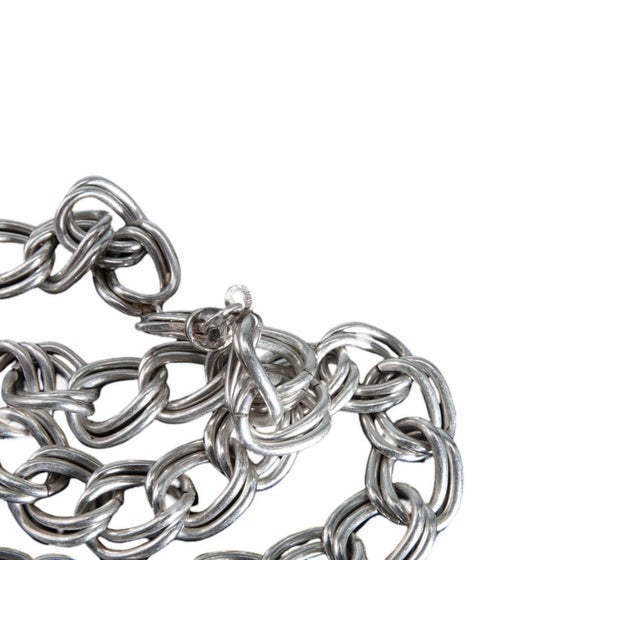 Contemporary 17" 97 gram Sterling Silver Double Chain link necklace For Sale - Image 3 of 7