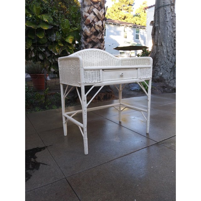 1970s Wicker Desk and Chair - Set of 2 For Sale - Image 12 of 13