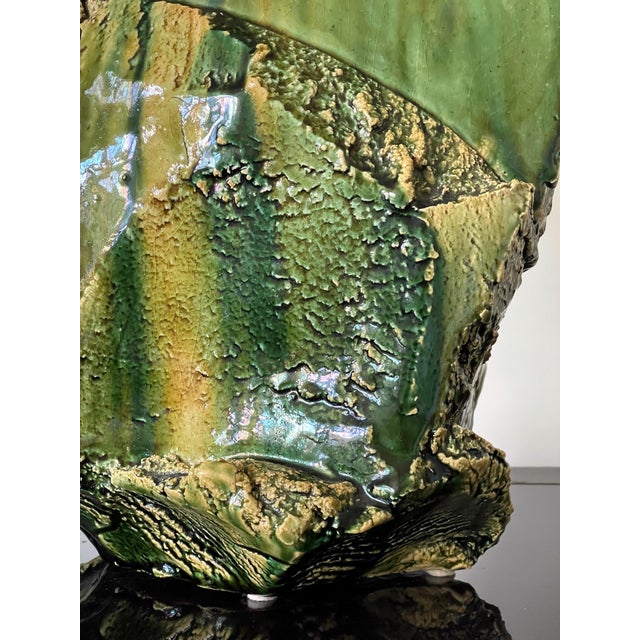 Green Large Japanese Ceramic Oribe Sculptural Vessel by Shigemasa Higashida For Sale - Image 8 of 18
