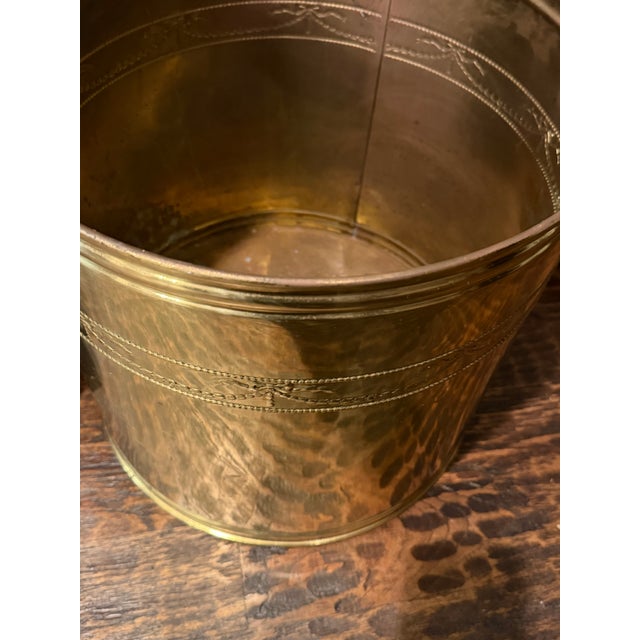 Vintage English Oversized Brass Jardinière Cachepot With Bow & Garland Detail For Sale - Image 14 of 14