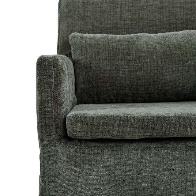 Wood Coastal Slipcovered Dining Armchair - Green Upholstery For Sale - Image 7 of 10