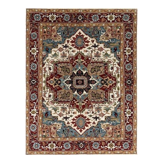 8x10 Versatile Oriental Traditional Ivory Medallion Hand Knotted Wool Carpet Rug For Sale
