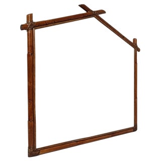Large Vintage Tribal Mirror in Bamboo and Rattan, 1970s For Sale