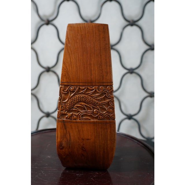Asian Hand-Carved Asian Hardwood Dragon Vessel For Sale - Image 3 of 5