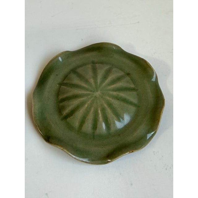 Modern Longquan-Style Celadon Glazed Covered Jar With Lotus Lid For Sale - Image 4 of 8
