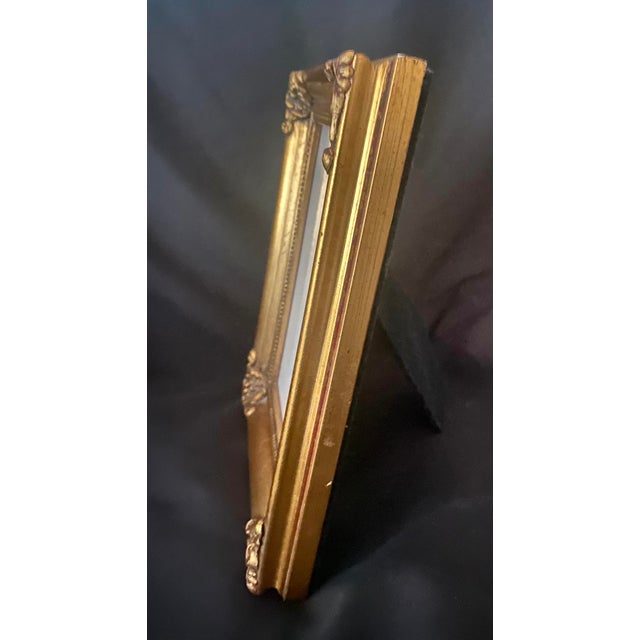 Gold Vintage Carr Gold Gilt Style Baroque-Style Wood Picture Frame 5 X 7” With Velvet Easel Back. For Sale - Image 8 of 13