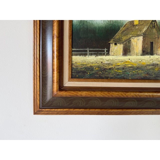1970s Vintage Country Farm - Landscape Scene Oil Painting by Herb Helen – Framed For Sale In Miami - Image 6 of 12