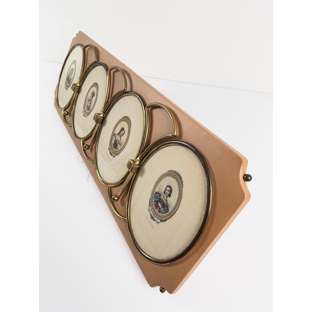 Mid-Century Modern Italian Wall Coat Rack with Brass Oval Frames , 1960s For Sale - Image 10 of 18