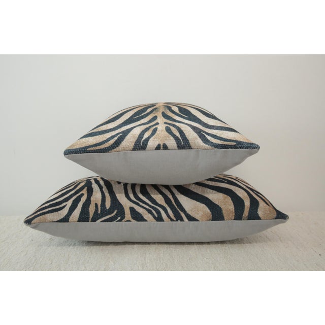 Zebra Printed Lumbar Pillow Cover For Sale - Image 4 of 5