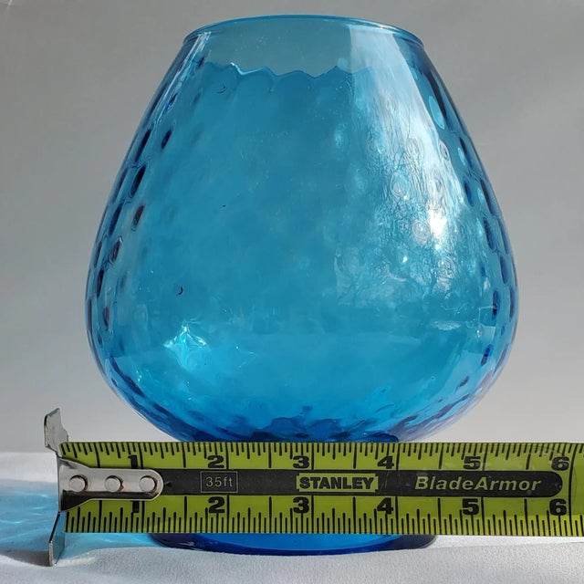 Glass Italian Mid-Century Empoli Blue Glass Optic Snifter For Sale - Image 7 of 8