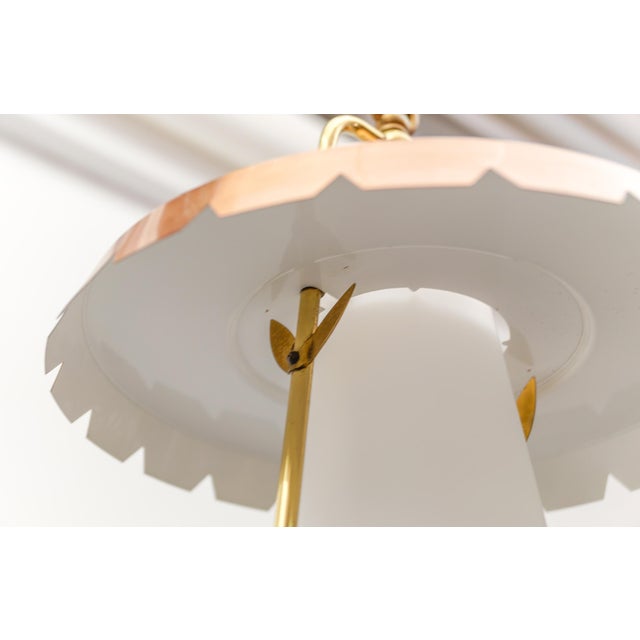 Mid-Century Modern Ceiling Lamp in Copper, Brass, and Opaline Glass, 1950s For Sale - Image 9 of 13