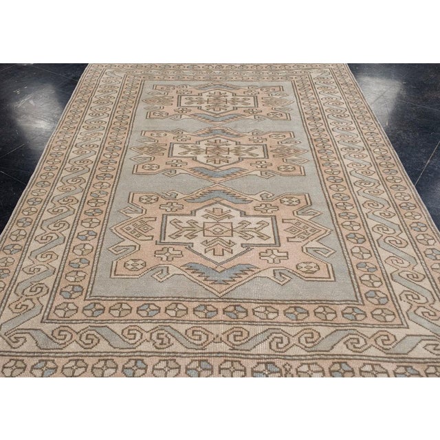 Sky Blue Turkish Vintage Anatolian Rug 6' x 7'10" For Sale - Image 8 of 10