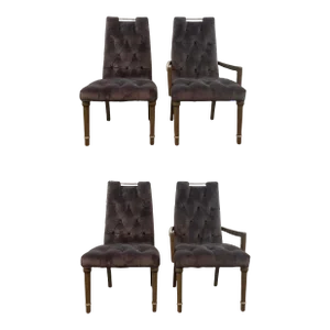 Drexel Heritage Modern Gray Tufted Velvet Dining Chair Set of 4