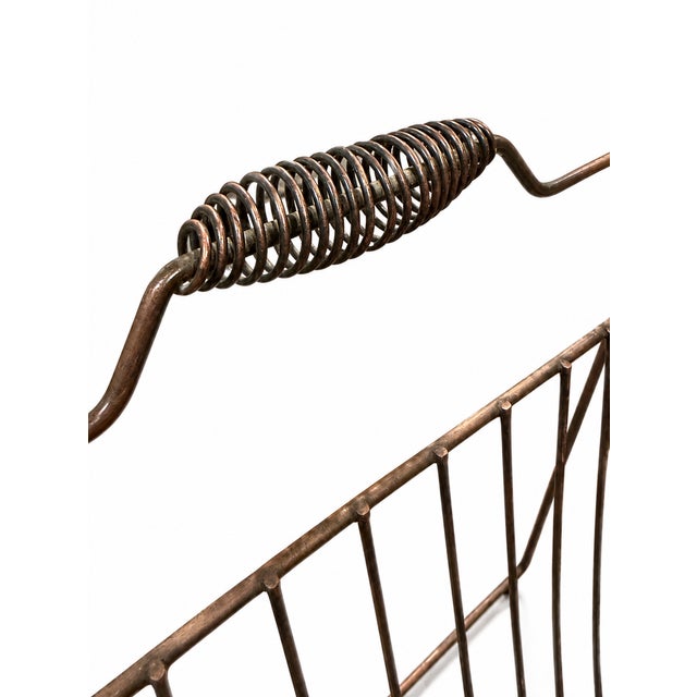 Vintage Mid Century Wire Magazine Rack With Wrapped Handle For Sale In San Diego - Image 6 of 7