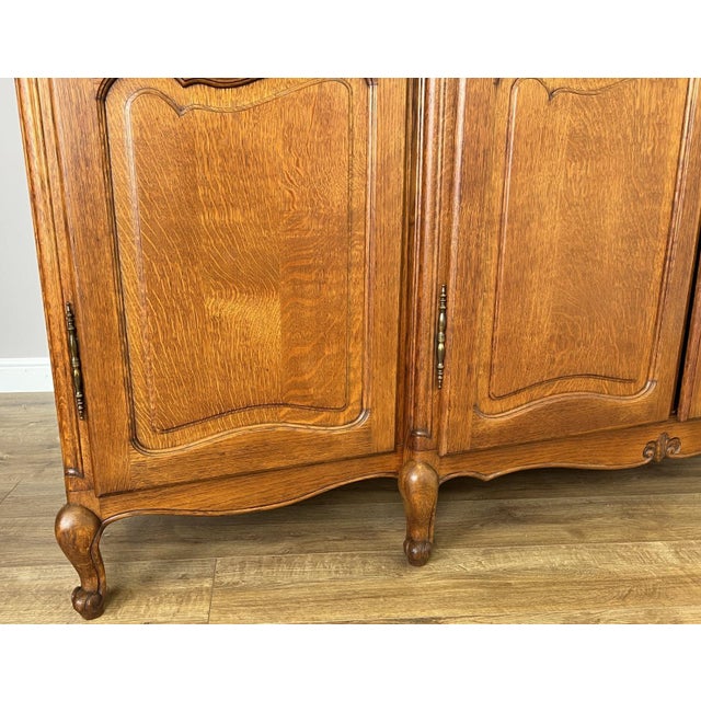 Brown Vintage French Louis XVI Style Wardrobe in Oak For Sale - Image 8 of 12