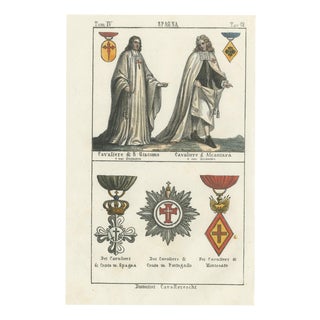 Knights of Santiago and Alcantara with Badges of Knightly Orders, 1842, Paper For Sale