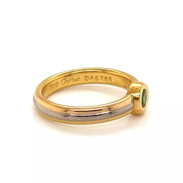 Cartier Cartier 18k Tri Color Gold Emerald Stack Band Ring W/Cert - Size 6 For Sale - Image 4 of 8