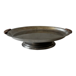 Vintage Danish Stainless Steel and Teak MCM Cake or Serving Stand