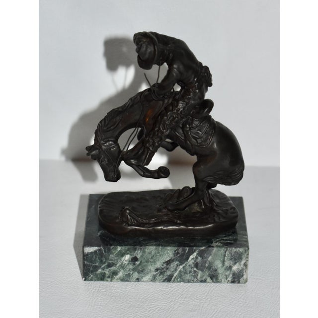 Miniature Frederic Remington Rattlesnake Bronze Sculpture Green Marble Base Mini For Sale - Image 15 of 18
