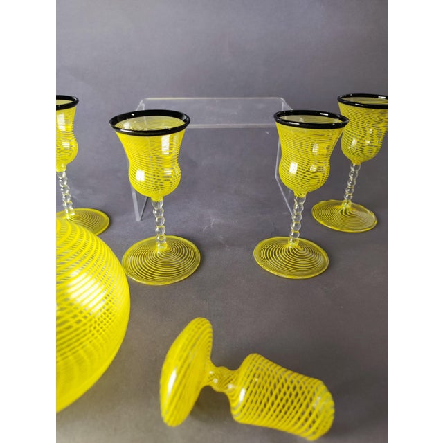 Vintage Art Deco Liqueur Glasses and Carafe from Lauscha, 1920s, Set of 5 For Sale - Image 11 of 12