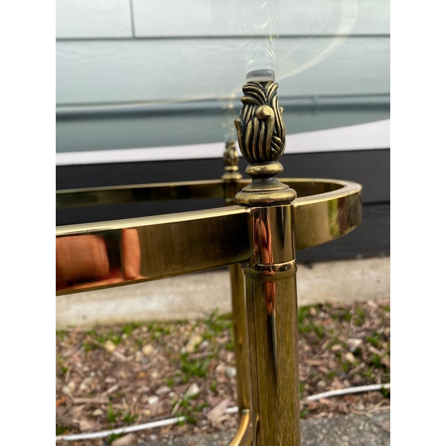 French Provincial Mid 20th Century Hollywood Regency Brass and Glass Round Side Table - Neoclassical Style For Sale - Image 3 of 8