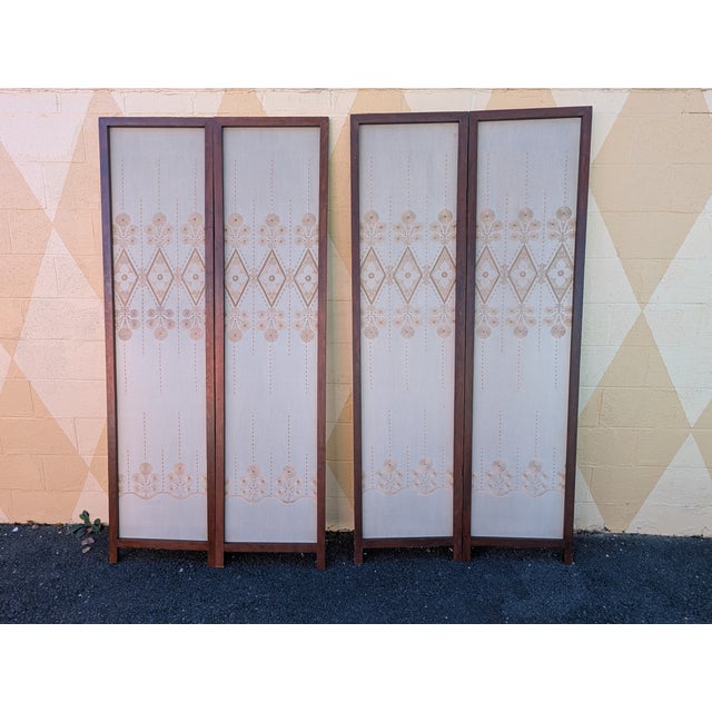 Vintage 2-Panel Room Divider Screen, Folding Wall Divider for Room Separation, Panel Room Divider - A Pair For Sale In Washington DC - Image 6 of 11