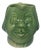 Antique Glazed Stoneware Face Creamer: Green Ceramic Girl For Sale