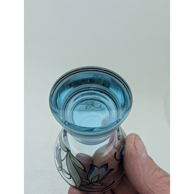 Vintage Art Deco Carafe with Glasses in Hand-Painted Crystal Glass, 1930, Set of 5 For Sale - Image 10 of 17