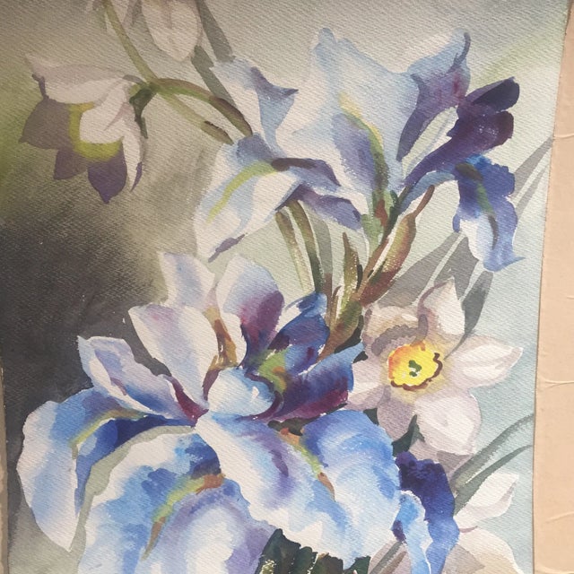 Original painting on paper payed down on cardboard Signed lower left Unframed image size 15 x 22