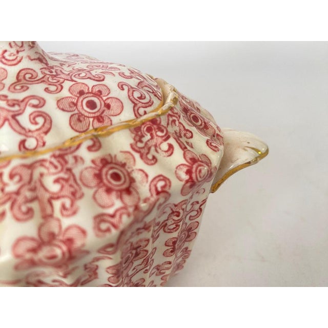 French Porcelain Sugar Pot in White and Red, Set of 2 For Sale - Image 5 of 14