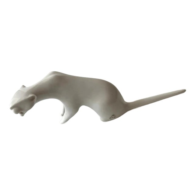 Mid 20th Century Royal Dux Modernist Porcelain Panther For Sale