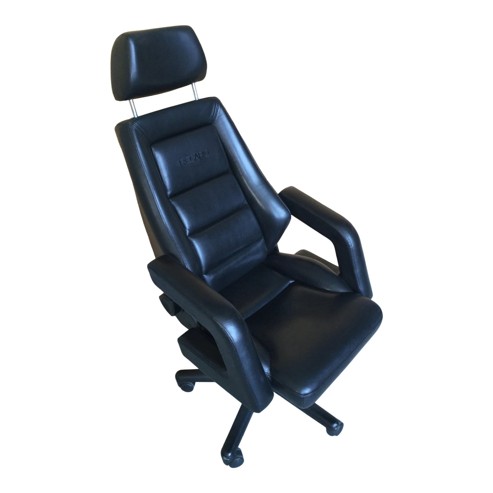 1990 Black Leather Recaro Vintage Executive Chair Chairish