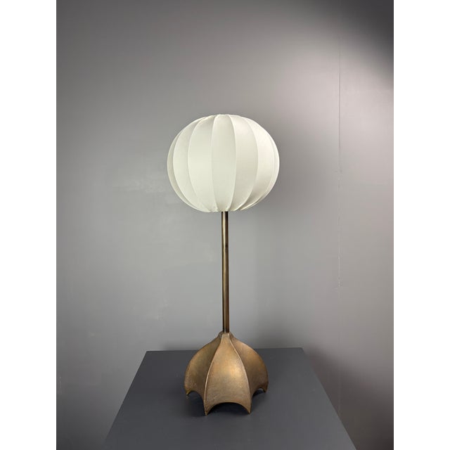 Goldenrod Large Dutch Brutalist Bronze Cocoon Table Lamp, 1990s For Sale - Image 8 of 11