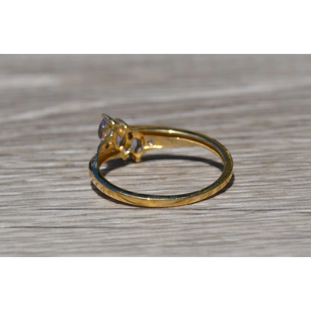 Contemporary The Aubrieta: Ladies Simple Yellow Gold Tanzanite and Diamond Ring For Sale - Image 3 of 8