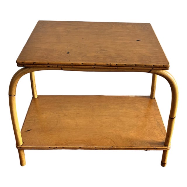 1950s Mid Century Bent Bamboo Side Table End Table For Sale