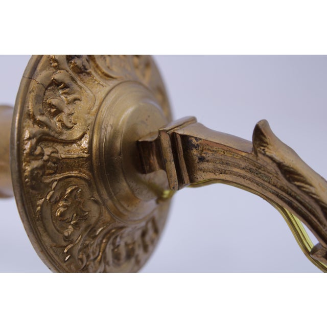 Brass Pair of Antique French Style Brass Electrified Wall Sconces For Sale - Image 8 of 12