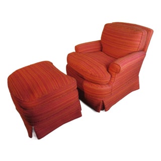 1960s Era Custom Club Chair and Ottoman For Sale