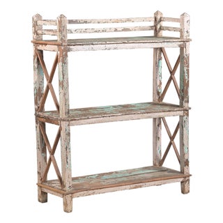 Vintage Indian Teakwood Shelf or Small Bookcase For Sale