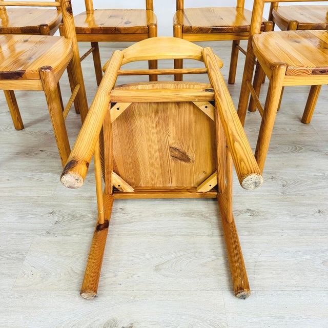 1970s Pine Dining Chairs Attr. Rainer Daumiller – Set of 7 For Sale - Image 5 of 6