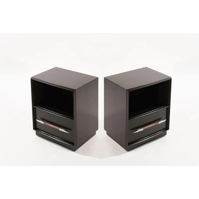 Dark Walnut Nightstands by t.h. Robsjohn-Gibbings, 1950s For Sale - Image 4 of 13
