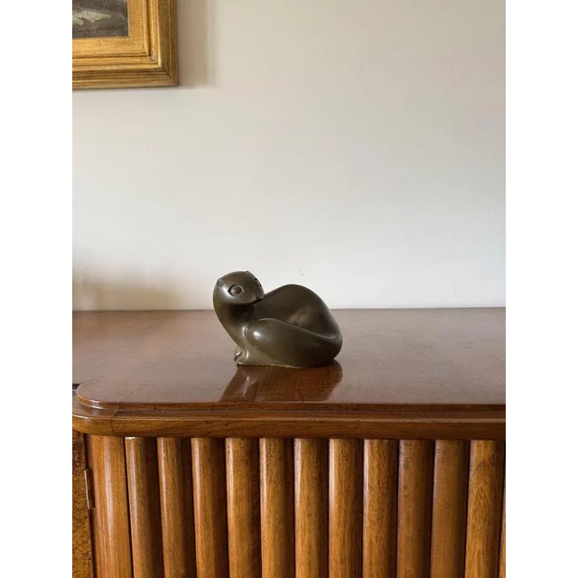 Metal Mid-Century Bronze Otter Sculpture by Richard Fisher, 1950 For Sale - Image 7 of 12