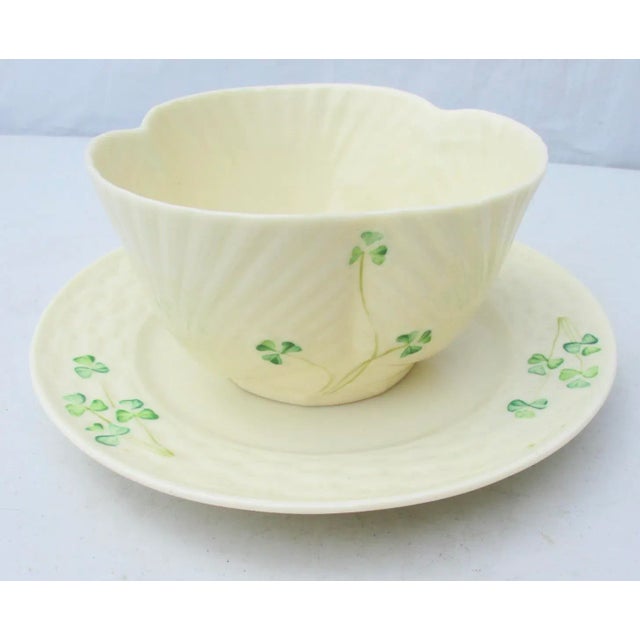 Victorian Belleek Irish Serving Bowl and Plate - a Pair For Sale - Image 3 of 7