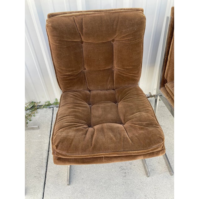 Mid-20th Century Milo Baughman Style Flat Bar Chrome Sled-Base Dining Chairs - Set of 6 For Sale In Atlanta - Image 6 of 10