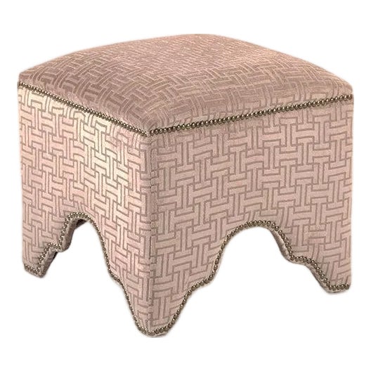Willem Ivory Stool - H Interlocking Pattern in Crushed Champagne Velvet ...