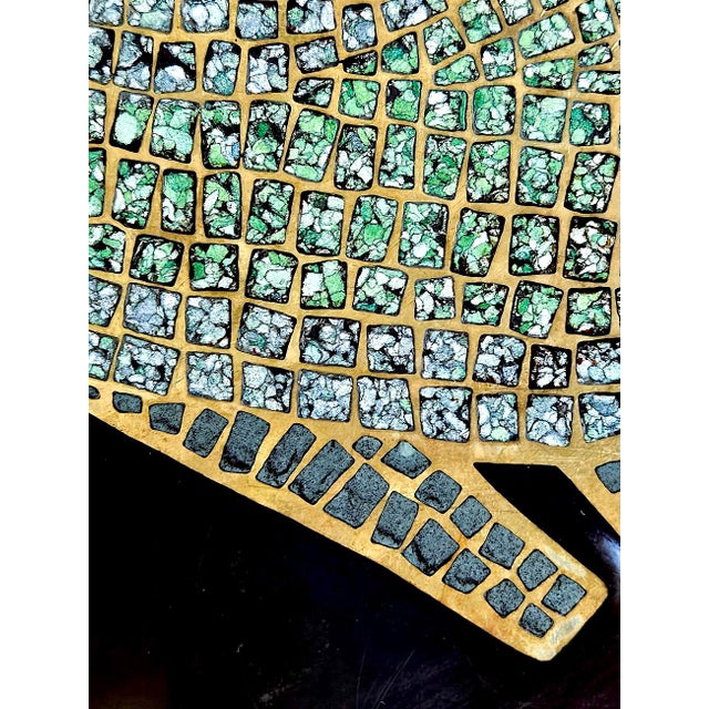 Mid 20th Century Couroc of Monterey Tray With Brass, Turquoise and Stone Inlay Fish For Sale - Image 9 of 15