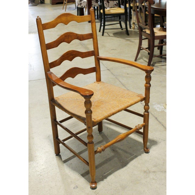 American Leopold Stickley Colonial Style Cherry Dining Set W/6 Ladderback Chairs For Sale - Image 3 of 5