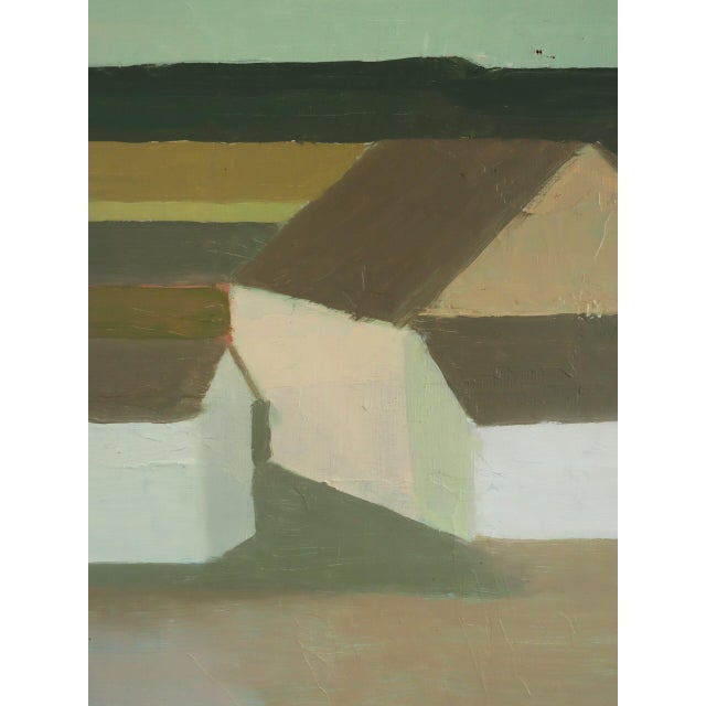 1967 Mid-Century Modern 'Golden Fields' Vintage Swedish Geometric Abstract Landscape Oil Painting, Framed For Sale - Image 11 of 15