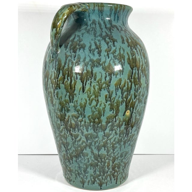 Green Zanesville Stoneware Co. Neptune Floor Vase c. 1920 Rare For Sale - Image 8 of 10