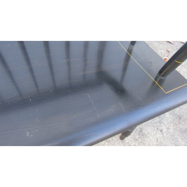 Black 1980s Hitchcock Black Farmhouse Bench Signed Designer For Sale - Image 8 of 11